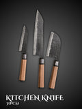 3-piece Japanese Kurouchi Kitchen Knife Set