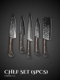 5-piece Black Oxide Coated Hand-Forged Kitchen Chef Knife Set