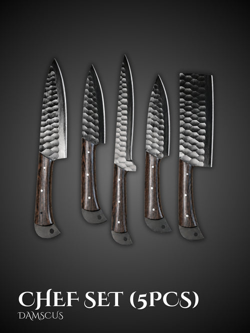 5-piece Black Oxide Coated Hand-Forged Kitchen Chef Knife Set