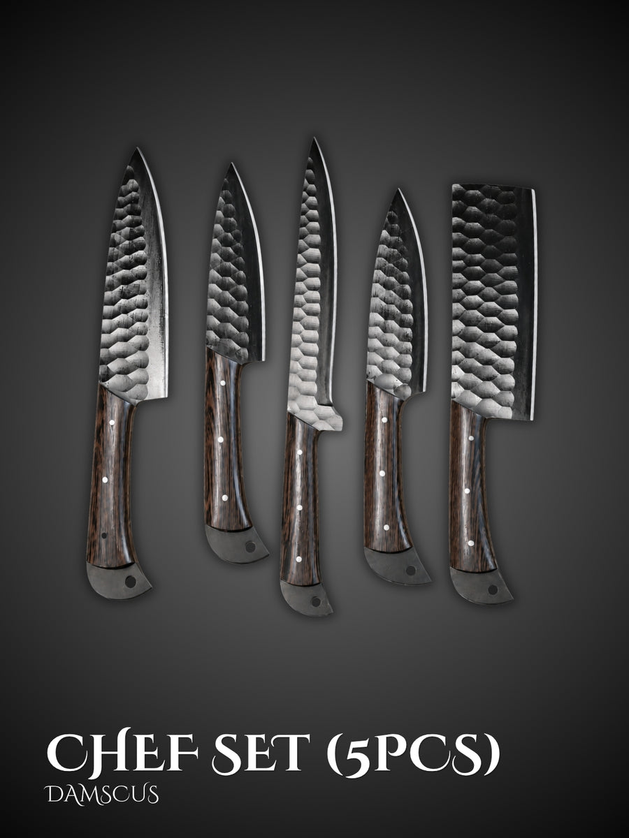 5-piece Black Oxide Coated Hand-Forged Kitchen Chef Knife Set