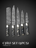 Handmade Damascus chef knife set of (5pcs)