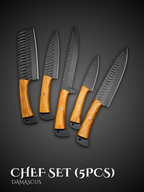 Handmade Damascus Chef Knife Set of (5Pcs)