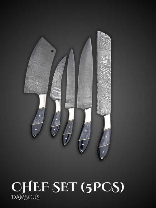 Handmade Damascus Chef Knife Set of (5Pcs)