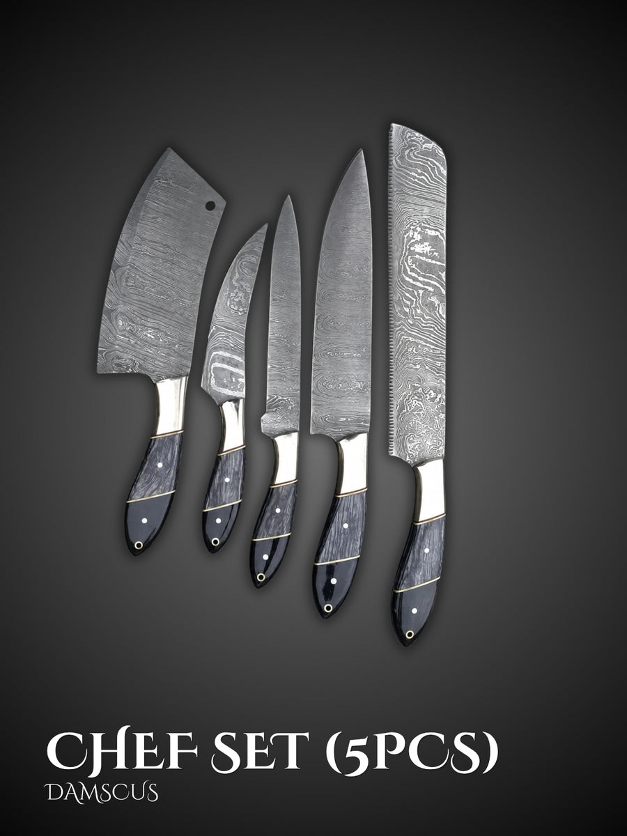 Handmade Damascus Chef Knife Set of (5Pcs)