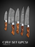 Forged Chef Knife Set – Wood & Steel Craftsmanship