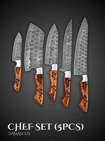 Forged Chef Knife Set – Wood & Steel Craftsmanship