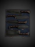 5-piece Black Oxide Coated Hand-Forged Kitchen Chef Knife Set