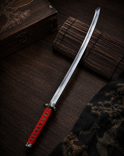 Japanese Katana Sword Red Hilt Traditional Style Blade