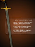 Al Qadib Sword product detail card with authenticity information