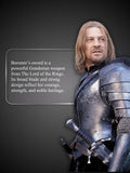 Boromir Sword displayed with Gondor themed backdrop