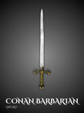Conan Barbarian sword full view showing gem set golden hilt