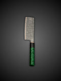 Copper Damascus Chef Knife Green Handle Layered Blade