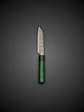 Copper Damascus Cleaver Knife Green Round Handle