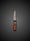 Copper Damascus Paring Knife Red Resin Handle