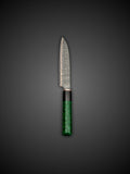 Copper Damascus Slicing Knife Green Handle Steel Blade