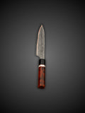 Copper Damascus Utility Knife Red Resin Handle
