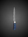 Damascus Slicing Knife Blue Handle Steel Blade