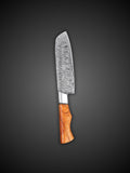 Damascus Steel Cleaver Knife Natural Wood Handle