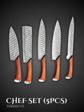 Damascus Steel Knife Set 5 Pieces Chef Set