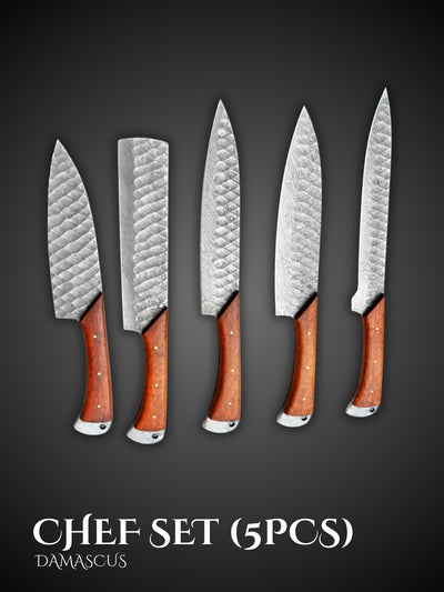 Damascus Steel Knife Set 5 Pieces Chef Set