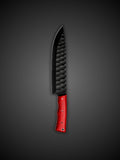 Damascus Steel Utility Knife Red Handle