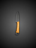 Damascus Utility Knife Olive Wood Handle Brass Pins