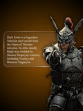Dark Sister Sword displayed with House Targaryen themed backdrop