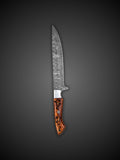 Forged Utility Knife with Engraved Wooden Handle