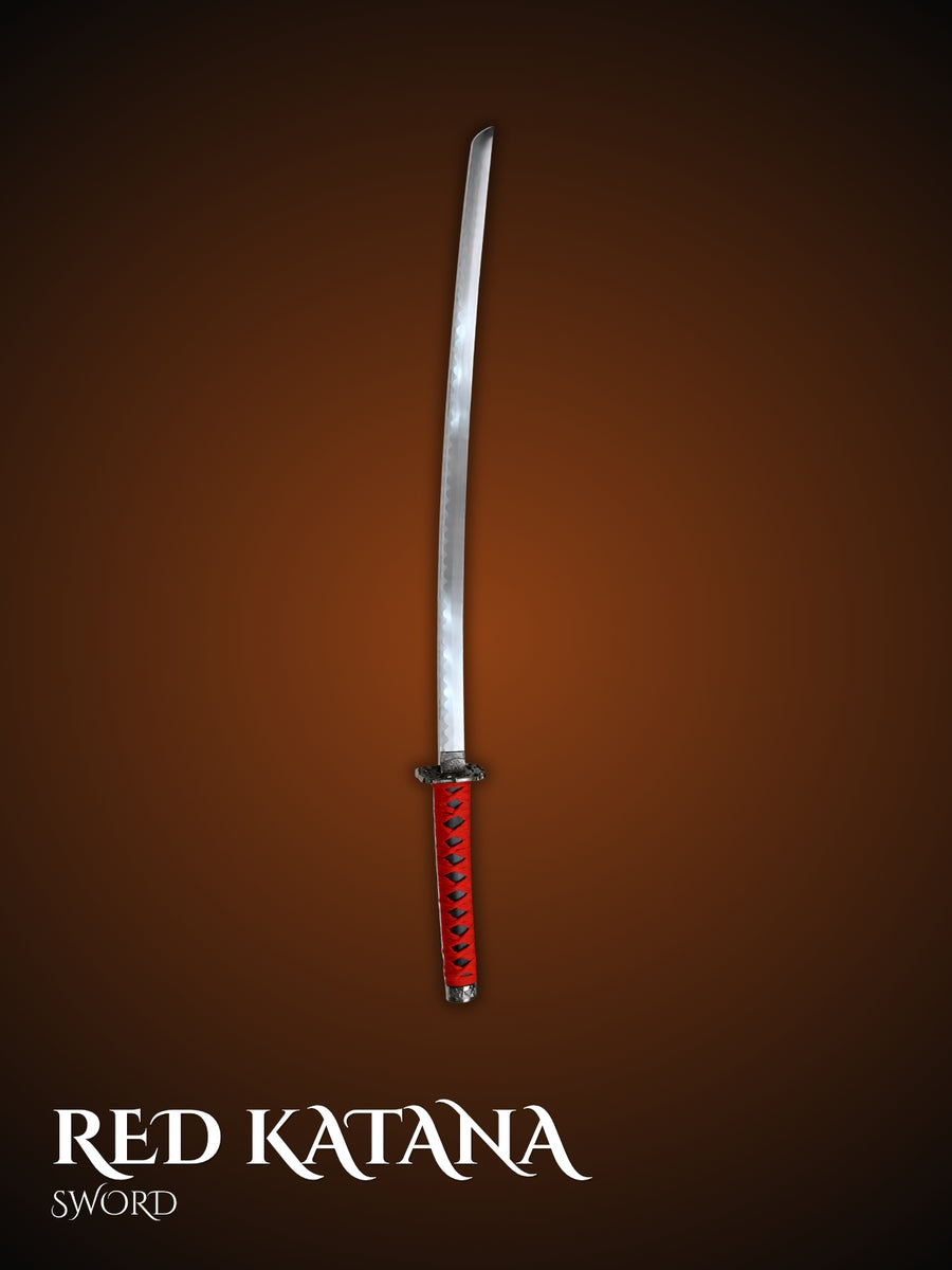 Japanese Katana Sword Red Hilt Samurai Style Blade