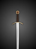 Close up of Knights Templar sword crossguard and Templar cross pommel