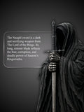 Nazgul sword held to show scale with hooded Ringwraith figure