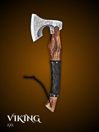 Raider's Axe full view showing carved handle and steel head