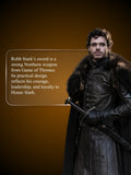Robb Stark's Sword displayed with House Stark themed backdrop