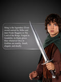 Frodo Baggins holding Sting Sword in Lord of the Rings inspired scene