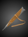 Sting Sword displayed with matching leather scabbard sheath