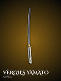 Yamato sword full view showing sheathed katana with wrapped handle